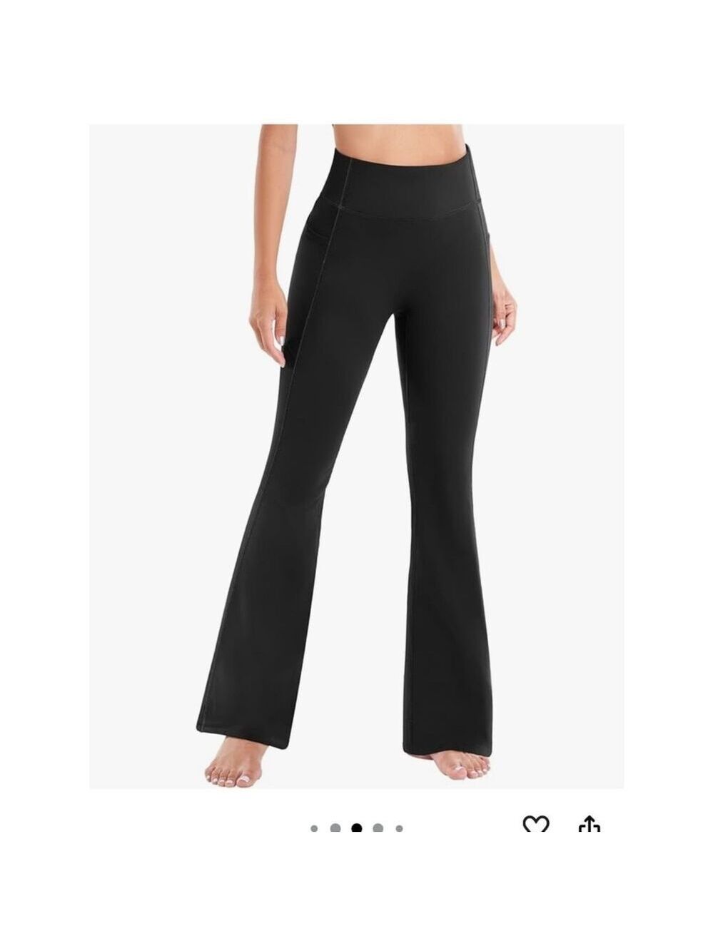 Ewedoos Fleece Lined Thermal Yoga Pants Black High Waist Flare Pockets Size L - Picture 4 of 8